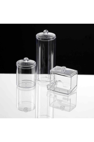 3 Lü Kapaklı Makyaj Organizeri Pamukluk Disklik Çok Amaçlı Makyaj Organizeri