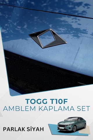 Togg T10f Sedan Uyumlu Amblem Kaplama Sticker Set Parlak Siyah