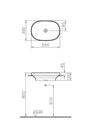 VitrA Frame Tezgah Üstü Oval Lavabo 56 CM Siyah 5652B470-0016