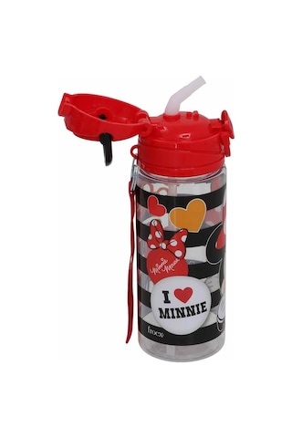 Minnie Mouse 500 Ml - Çocuk Suluk, Matara, Pipetli Suluk, Askılı Suluk Mini Fare Suluk