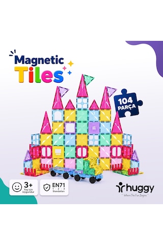 Huggy Manyetik Puzzle 104 Parça Yapı Blokları + 2 Araba