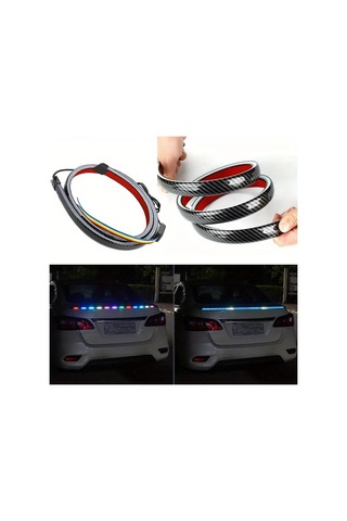 Xuweiwei 51.18inch Renkli Led Araç Şerit Işığı Karbon Fiber Led Spoiler Işık Universal Araç Kuyruk Kanat Dekorasyon Işık Şeridi Pilsiz