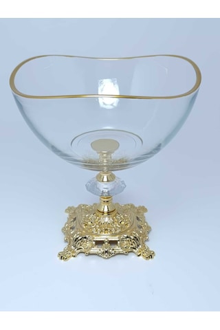 Parıltı Home Collection Metal Ayaklı Lüks Sunumluk Kase Altın