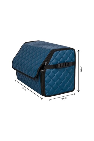 Oto Bagaj Organizeri Kapitone Deri Çanta Petrol Mavisi