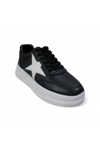 Durmazshoes Hakiki Deri Casual Ayakkabı Siyah - Beyaz