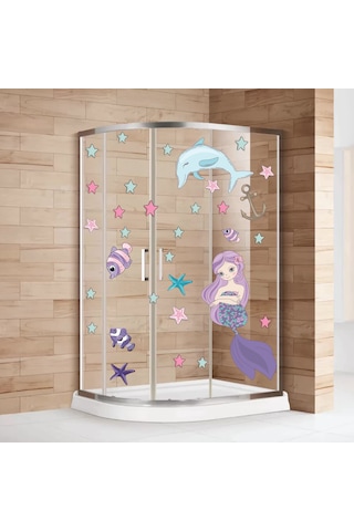 Denizkızı Yunus ve Denizyıldızları Duşakabin ve Banyo Sticker
