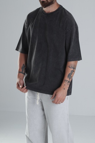 Cocopelli Yıkamalı Antrasit Oversize T-shirt Coc1304 Antrasit