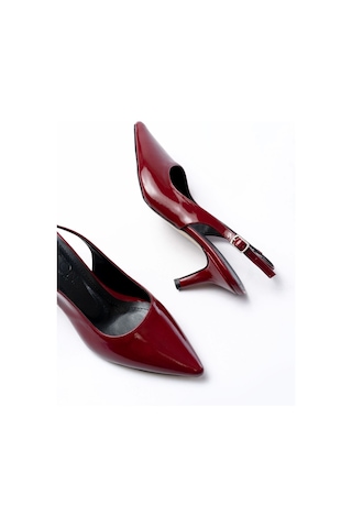 St-1152 Bordo Rugan Günlük 7 Cm Topuklu Kadın Ayakkabı Bordo