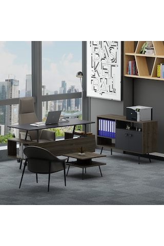 Lagomood İrony Maxi Ofis Takımı Antrasit Ceviz