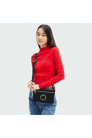 Kıplıng Riri Zip Küçük Boy Omuz Çantası Siyah Black Spıce Siyah