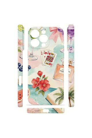 Apple iPhone Uyumlu 16 Pro Vorian İnce Kamera Korumalı Mika Kılıf Mediterranean Holiday Collage Mediterranean Holiday Collage Mika