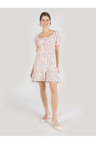 Colin's CL1063791Q1V2MTC Regular Fit Kare Yaka Baskılı Kadın Elbise Çok Renkli