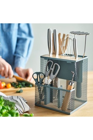 Ikea Vımpelfısk Çatal Bıçaklık, Bambu-gri-turkuaz