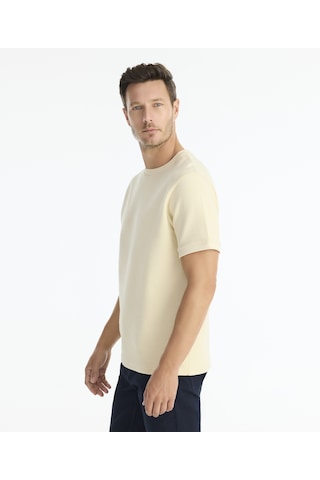 Yargıcı Regular Bisiklet Yaka Kısa Kol T-shirt 25kets9003x 017 Bej