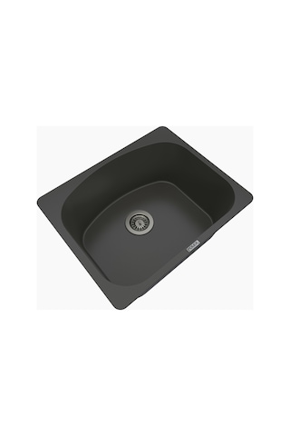 Polex Cristalüx Granit Evye P-OL60 Antrasit Tezgah Altı Ve Tezgah Üstü Kare Mutfak Evyesi 60x49.5 CM