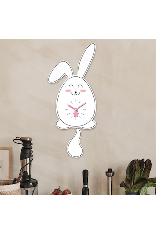 Homyl Tavşan Sarkaçlı Duvar Saati Sessiz Saat Akrilik Askılı Stil A
