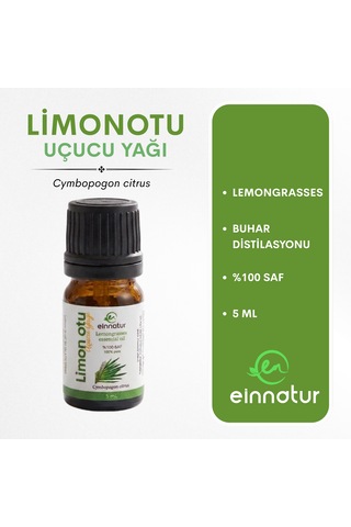 Limon Otu Lemongrasses Uçucu Yağı, 5 Ml, %100 Saf, Cymbopogon Citrus Essential Oil, Limonotu