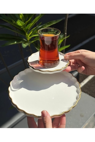 18 Parça Modern Daisy Pasta Çay Saati Seti-4369 Beyaz