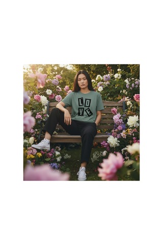 Urbantrendstore Unisex Love Kalp Oversize Fit Rahat Geniş Salaş T-shirt Günlük Tişört Mint