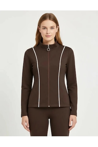 Nazzain Biye Detay Dar Kesim Sweatshirt Kahverengi
