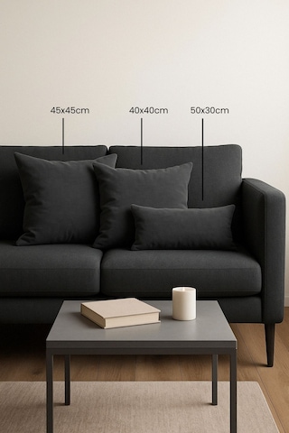 Kadife Serisi Antrasit Kırlent, Yastık Kılıfı En: 45 Boy: 45 Antrasit