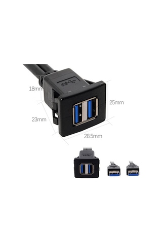 Ebitda Usb 3.0 Çift Uzatma Aux Kablosu 1m Cbtx Su Geçirmez Araba Kullanımı