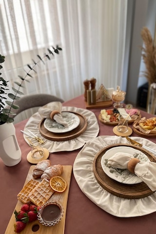 Naturel Amerikan Servisi Yuvarlak 2'li Vintage 40 CM