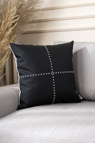 Ivy Soft Deri Siyah Kırlent Kılıfı 45x45 2548 Siyah