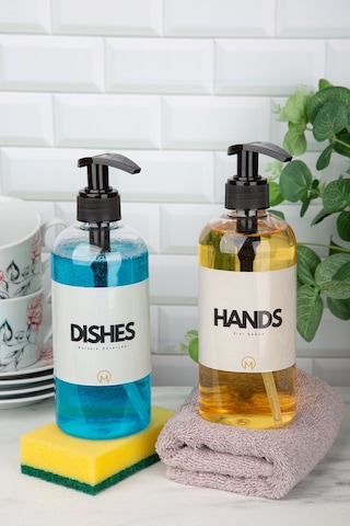 Multistore 2 Adet Plastik Şeffaf Tezgah Üstü Banyo Mutfak Sıvı Sabunluk Ve Deterjanlık Şeffaf