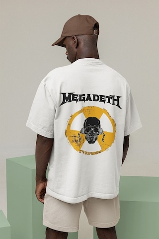 Müzik Grubu Megadeth Baskılı Unisex Oversize Rock Metal Tişört Beyaz