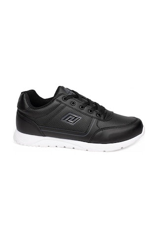Parley 256-26 Deri Anatomik Bağcıklı Kadın Sneaker Siyah Beyaz Siyah