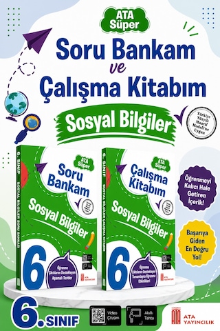 6. Sınıf Ata Süper Sosyal Bilgiler Soru Bankam + Çalışma Kitabım Seti