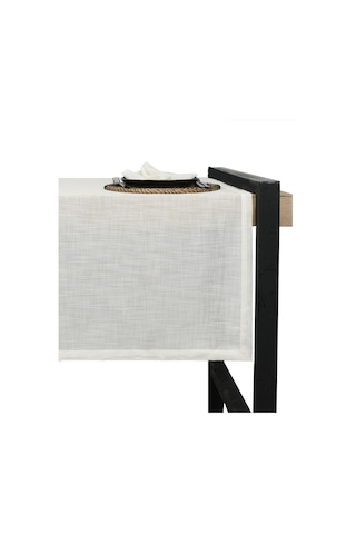 Doğal Keten Görünümlü Köşe Kıvırma Masa Örtüsü Krem Renk-2465 - Krem