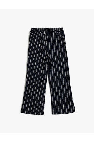 Koton Pantolon Beli Lastikli Cep Aplikeli Lacivert Çizgili 5wkg40223ak Lacivert