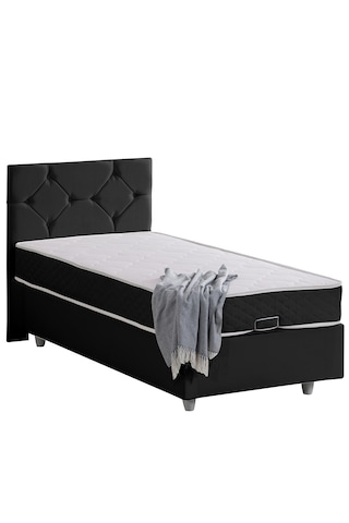 Glamis Tek Kişilik Baza Başlık Letto Yatak Seti - Antrasit 90 x 190