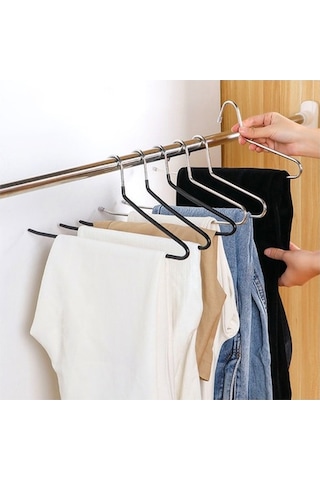 Dancemonkey Cbtx 10 Adet 29 Cm Z Şekilli Pantolon Askısı, Kazak Elbise Kaymaz Askılık Depolama Siyah Siyah