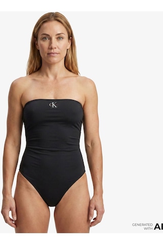Calvin Klein Strapless One Piece Kadın Siyah Mayo-15924