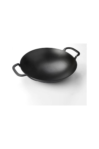 Lava Döküm Wok Tava, Metal Kulplu, 38cm, Siyah Genel