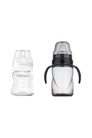 Mamajoo Silver Biberon 150 ML & Kulplu Eğitici Bardak 270 ML / Bl