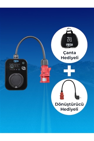 Hims 22kw Kilitli Soketli Siyah Taşınabilir Araç Şarj İstasyonu Hcts-22-s