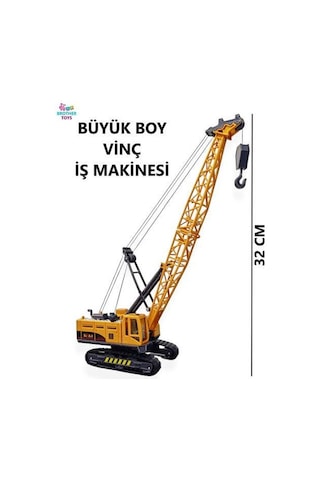 Oyuncak Kule Vinç 50 Cm - Manuel Makaralı Hareketli İnşaat Seti
