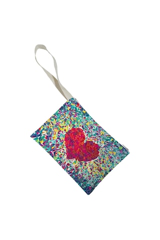 Unisex Kırık Kalp Desenli Portföy Clutch Çanta Çok Renkli
