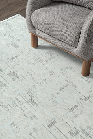 Bambum 1003 Gri Vintage Serpme Desenli Saten Kadife Halı Modern Kaymaz Tabanlı Salon Koridor Halısı Gri - Beyaz