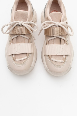 Luvishoes Luvi Shoes Lulen Bej Rose Sim Yazılı Cırtlı Kadın Spor Sneakers Bej