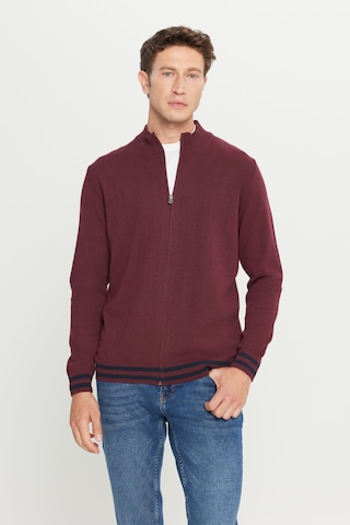 AC&Co / Altınyıldız Classics Erkek Bordo Pamuklu Standart Fit Normal Kesim Dik Yaka Triko Ceket Bordo