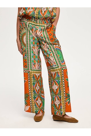 Faik Sönmez Resort Tropik Desen Wide Leg Fit Viskon Pantolon S26pnt037 Us26pnt037100 Çok Renkli
