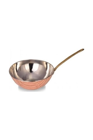 Turna Bakır Wok Tava 25 CM Sadece Taban El Dövme Kırmızı Turna48
