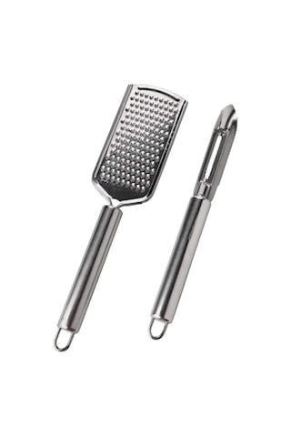 Paslanmaz Çelik El Rendesi Ve Soyacak Oyacak Seti, 2 Parça, Beyaz, Ergonomik Tasarım, Gıda Güvenli