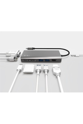 Type-C Vga Hdmı Ethernet Dönüştürücü 4K Fullhd Mfı Sertifikalı-Gri