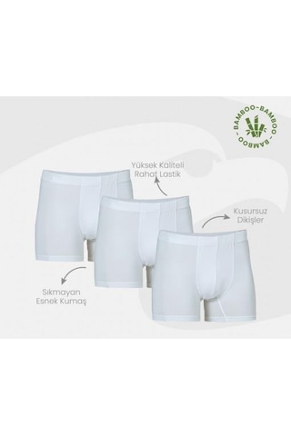 6 Adet Şahin Erkek Bambu Boxer 70059 Beyaz